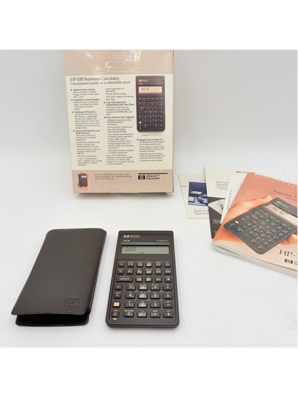 Vintage HP 10B Business Financial Calculator Box Manual Case Tested Works
